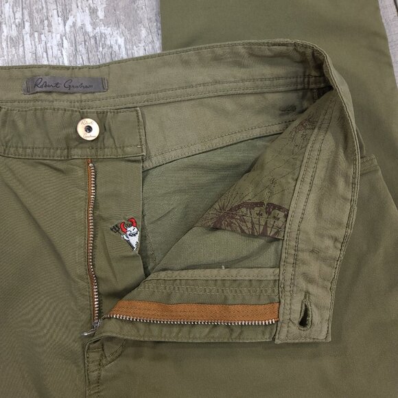 Robert Graham Pants Mens 31 Green Cotton Tencil Flat Front Casual Chino - Picture 7 of 9